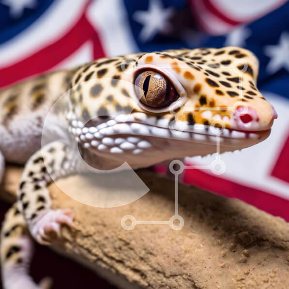 Intra Συλλεκτικό Ξύλινο Παζλ Plywood  4mm - Γκέκο σε κλαδί σε σχήμα αμερικανικής σημαίας Σε Ξύλινο Κουτί - Διαστάσεις: 10x10 cm – 25 κομμάτια