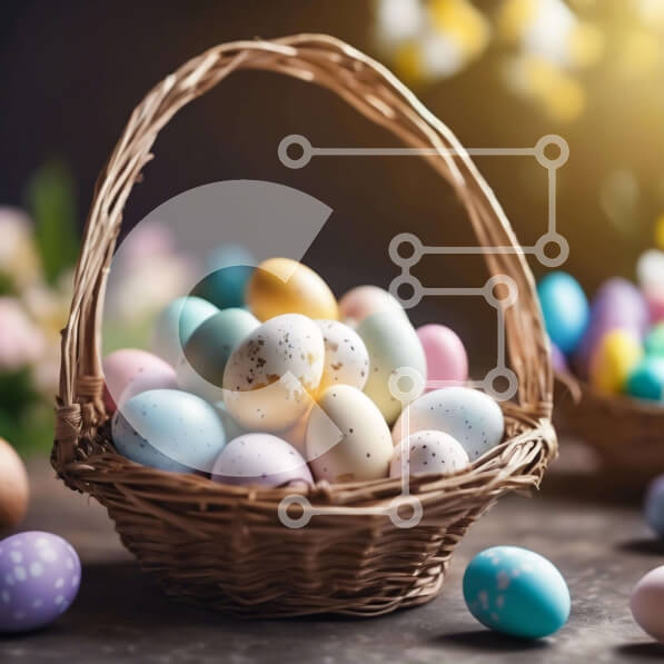 Intra Συλλεκτικό Ξύλινο Παζλ Plywood  4mm - Πολύχρωμο Πασχαλινό καλάθι με αυγά και λουλούδια Σε Ξύλινο Κουτί - Διαστάσεις: 10x10 cm – 25 κομμάτια