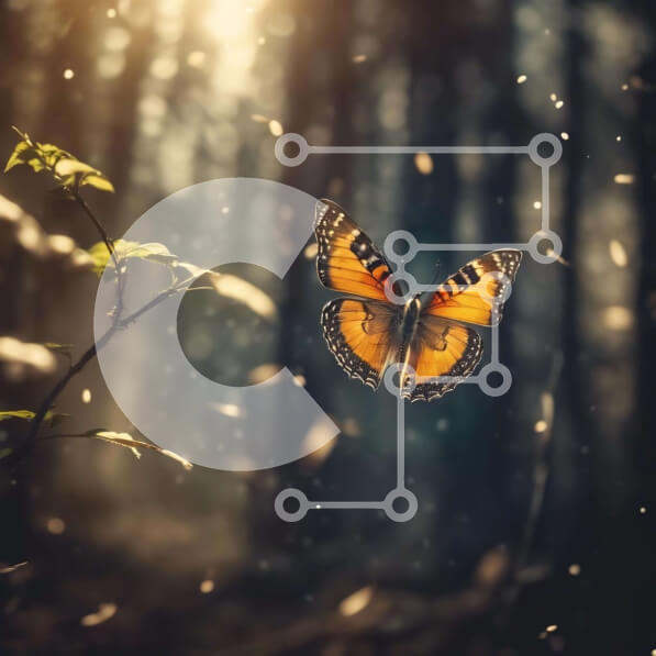 Intra Συλλεκτικό Ξύλινο Παζλ Plywood  4mm - Πεταλούδα που πετά μέσα από το δάσος Σε Ξύλινο Κουτί - Διαστάσεις: 10x10 cm – 25 κομμάτια