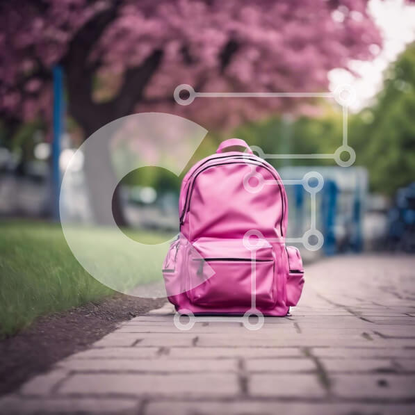 Intra Συλλεκτικό Ξύλινο Παζλ Plywood  4mm - Ροζ σακίδιο πλάτης στο πεζοδρόμιο Σε Ξύλινο Κουτί - Διαστάσεις: 10x10 cm – 25 κομμάτια