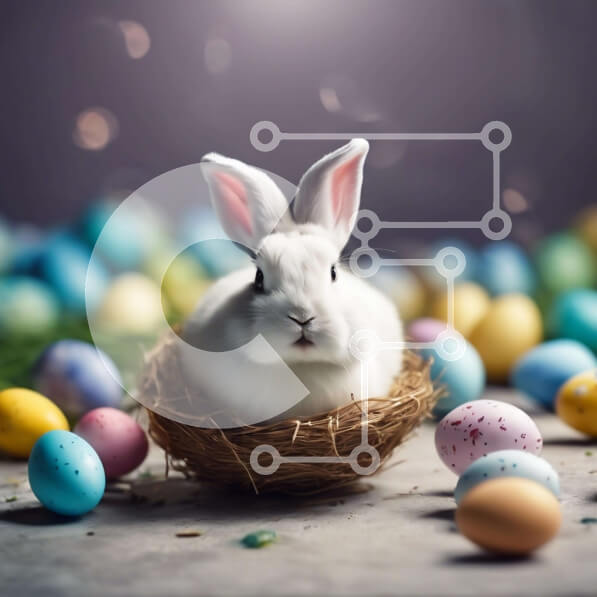 Intra Συλλεκτικό Ξύλινο Παζλ Plywood  4mm - Λευκό Λαγουδάκι στη Φωλιά με Πασχαλινά Αυγά Σε Ξύλινο Κουτί - Διαστάσεις Puzzle: 10x10 cm – 25 κομμάτια