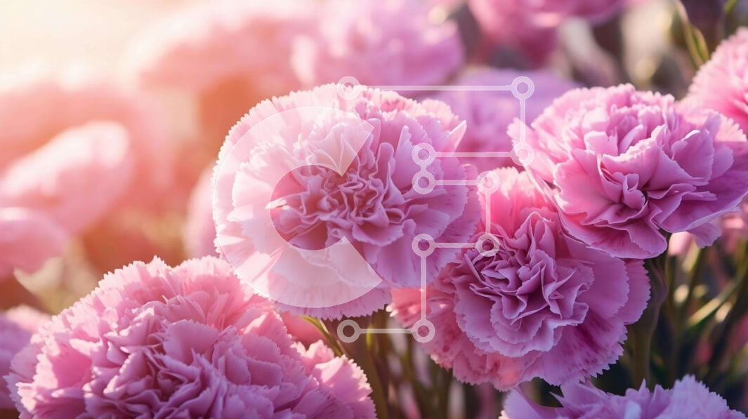 Intra Συλλεκτικό Ξύλινο Παζλ Plywood  4mm - Ομάδα από ανθισμένα ροζ γαρίφαλα στο φως του ήλιου Σε Ξύλινο Κουτί - Διαστάσεις: 10x10 cm – 25 κομμάτια