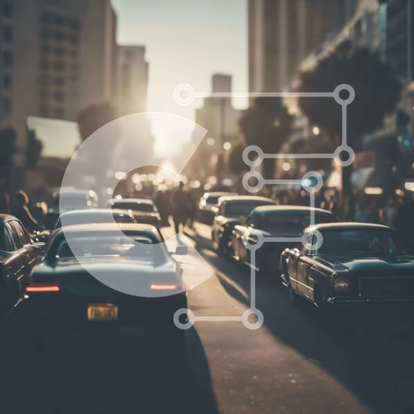 Intra Συλλεκτικό Ξύλινο Παζλ Plywood  4mm - Πολυσύχναστος δρόμος της πόλης με αυτοκίνητα και πεζούς Σε Ξύλινο Κουτί - Διαστάσεις Puzzle: 10x10 cm – 25 κομμάτια