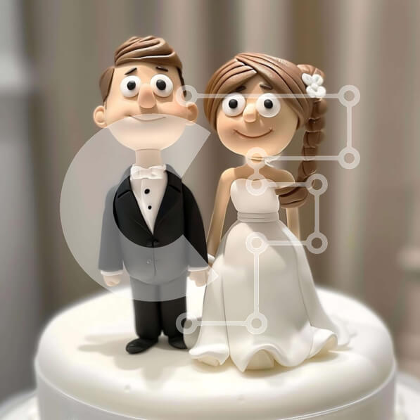 Intra Συλλεκτικό Ξύλινο Παζλ Plywood  4mm - Topper Γαμήλιας Τούρτας με Νύφη και Γαμπρό Σε Ξύλινο Κουτί - Διαστάσεις Puzzle: 10x10 cm – 25 κομμάτια