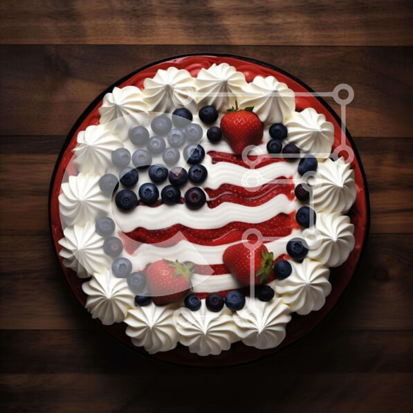 Σετ των 2 Intra Συλλεκτικό Ξύλινο Παζλ Plywood  4mm - Κέικ με αμερικανική σημαία με μούρα και σαντιγί Σε Ξύλινο Κουτί - Διαστάσεις: 10x10 cm – 25 κομμάτια