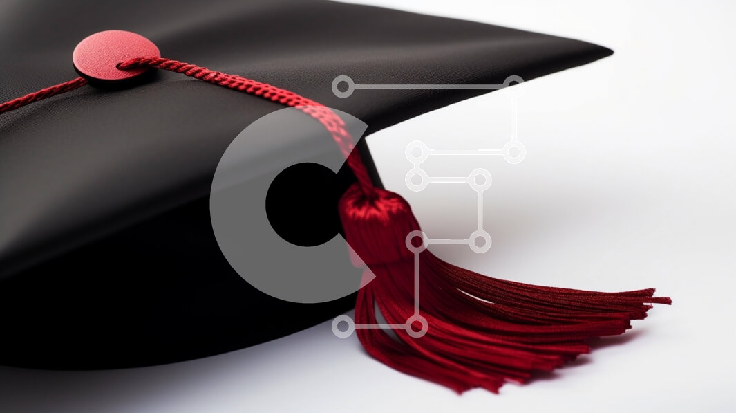 Intra Συλλεκτικό Ξύλινο Παζλ Plywood  4mm - Μαύρο καπέλο αποφοίτησης με κόκκινη φούντα Σε Ξύλινο Κουτί - Διαστάσεις Puzzle: 10x10 cm – 25 κομμάτια