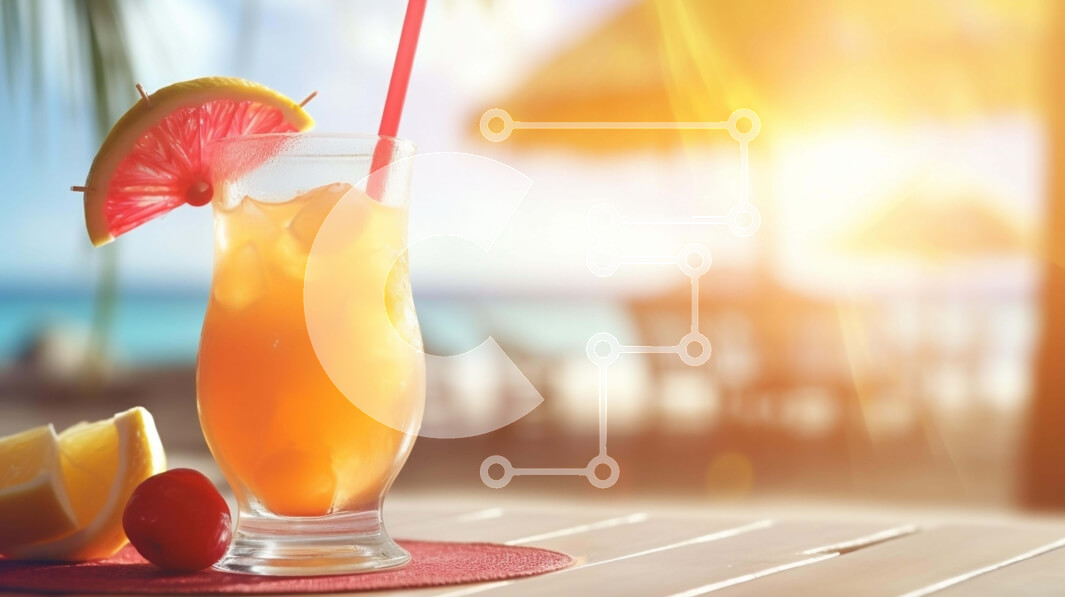 Σετ των 2 Intra Συλλεκτικό Ξύλινο Παζλ Plywood  4mm - Τροπικό ποτό με γεύση πορτοκάλι στην παραλία Σε Ξύλινο Κουτί - Διαστάσεις: 10x10 cm – 25 κομμάτια