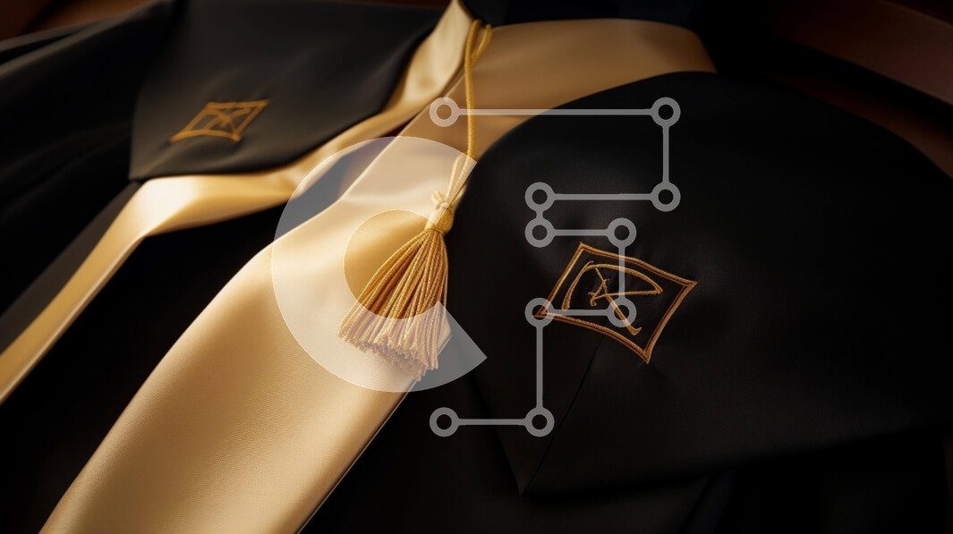 Intra Συλλεκτικό Ξύλινο Παζλ Plywood  4mm - Μαύρο και χρυσό φόρεμα αποφοίτησης με το γράμμα 'R' Σε Ξύλινο Κουτί - Διαστάσεις Puzzle: 10x10 cm – 25 κομμάτια