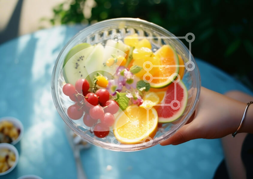 Σετ των 2 Intra Συλλεκτικό Ξύλινο Παζλ Plywood  4mm - Χέρι που κρατά ένα μπολ με φρέσκα φρούτα Σε Ξύλινο Κουτί - Διαστάσεις: 10x10 cm – 25 κομμάτια