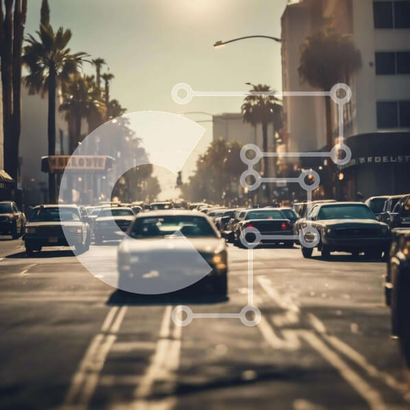 Intra Συλλεκτικό Ξύλινο Παζλ Plywood  4mm - Πολυσύχναστη κίνηση στους δρόμους με φοίνικες Σε Ξύλινο Κουτί - Διαστάσεις Puzzle: 10x10 cm – 25 κομμάτια