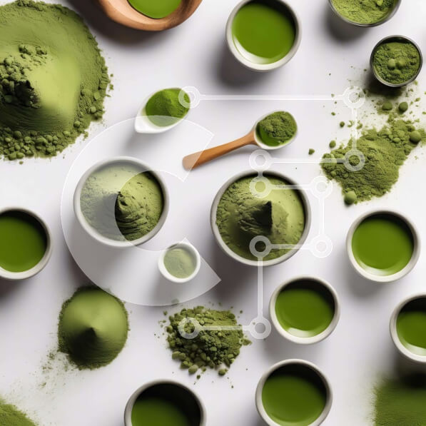 Σετ των 2 Intra Συλλεκτικό Ξύλινο Παζλ Plywood  4mm - Ποικιλία Green Matcha σε σκόνες και ξύλινα κουτάλια Σε Ξύλινο Κουτί - Διαστάσεις: 10x10 cm – 25 κομμάτια