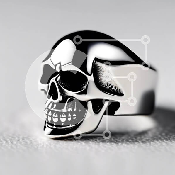 Σετ των 2 Intra Συλλεκτικό Ξύλινο Παζλ Plywood  4mm - Ασημένιο κρανίο δαχτυλίδι σε λευκή επιφάνεια Σε Ξύλινο Κουτί - Διαστάσεις: 10x10 cm – 25 κομμάτια