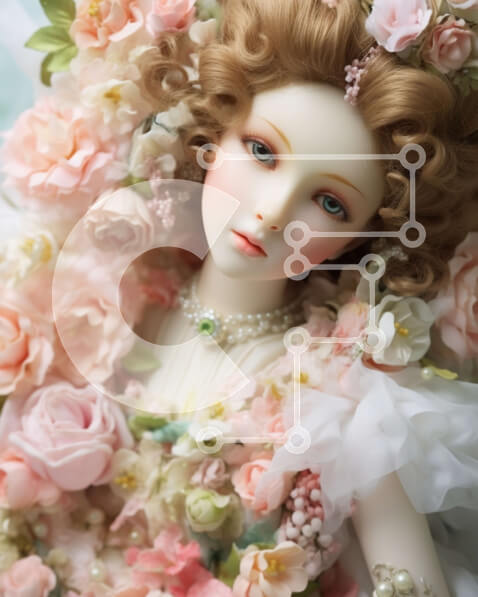 Intra Συλλεκτικό Ξύλινο Παζλ Plywood  4mm - Κούκλα με σγουρά μαλλιά στολισμένη με λουλούδια και πέρλες Σε Ξύλινο Κουτί - Διαστάσεις Puzzle: 10x10 cm – 25 κομμάτια