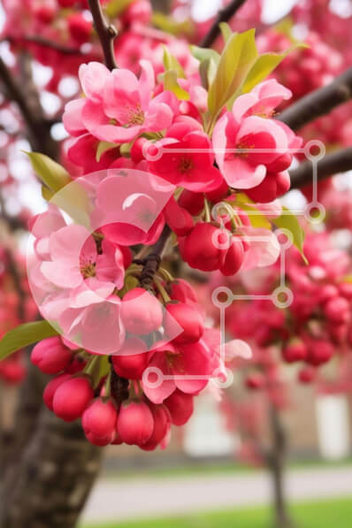 Σετ των 2 Intra Συλλεκτικό Ξύλινο Παζλ Plywood  4mm - Ροζ ανθισμένο κλαδί δέντρου με ανθισμένα λουλούδια Σε Ξύλινο Κουτί - Διαστάσεις: 10x10 cm – 25 κομμάτια