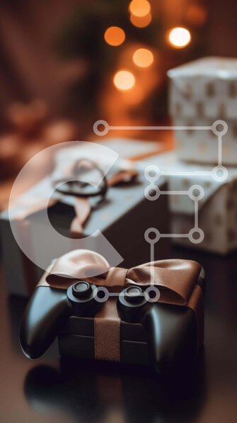 Intra Συλλεκτικό Ξύλινο Παζλ Plywood  4mm - Μαύρο χειριστήριο βιντεοπαιχνιδιών σε κουτιά δώρων Σε Ξύλινο Κουτί - Διαστάσεις Puzzle: 10x10 cm – 25 κομμάτια