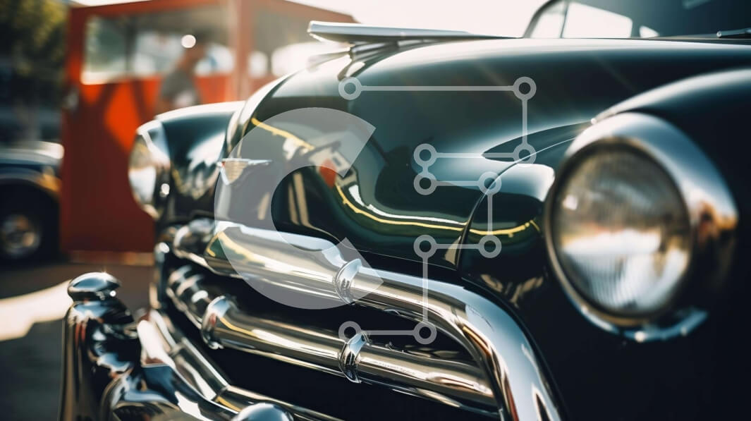 Intra Συλλεκτικό Ξύλινο Παζλ Plywood  4mm - Vintage μαύρο αυτοκίνητο σε εορταστική εκδήλωση Σε Ξύλινο Κουτί - Διαστάσεις Puzzle: 10x10 cm – 25 κομμάτια