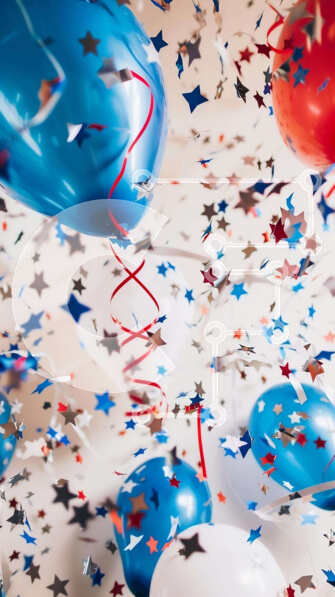 Intra Συλλεκτικό Ξύλινο Παζλ Plywood  4mm - Εορταστική γιορτή με κόκκινα, λευκά και μπλε μπαλόνια Σε Ξύλινο Κουτί - Διαστάσεις: 10x10 cm – 25 κομμάτια