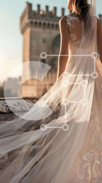 Intra Συλλεκτικό Ξύλινο Παζλ Plywood  4mm - Κομψή νύφη στο μπαλκόνι με θέα στην πόλη Σε Ξύλινο Κουτί - Διαστάσεις Puzzle: 10x10 cm – 25 κομμάτια