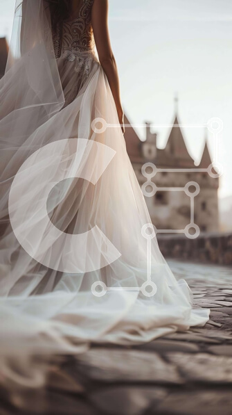 Intra Συλλεκτικό Ξύλινο Παζλ Plywood  4mm - Νύφη που περπατά μπροστά από το παλιό κάστρο Σε Ξύλινο Κουτί - Διαστάσεις Puzzle: 10x10 cm – 25 κομμάτια