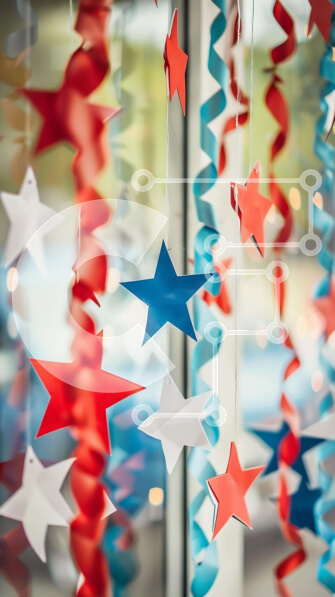 Intra Συλλεκτικό Ξύλινο Παζλ Plywood  4mm - Διακοσμήσεις από χαρτί σε κόκκινο, λευκό και μπλε Σε Ξύλινο Κουτί - Διαστάσεις Puzzle: 10x10 cm – 25 κομμάτια