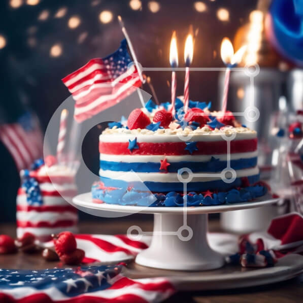 Σετ των 2 Intra Συλλεκτικό Ξύλινο Παζλ Plywood  4mm - Πατριωτικό κέικ με αμερικανική σημαία Σε Ξύλινο Κουτί - Διαστάσεις: 10x10 cm – 25 κομμάτια