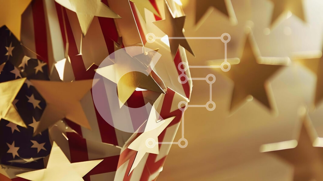 Intra Συλλεκτικό Ξύλινο Παζλ Plywood  4mm - Χρυσά αστέρια διακόσμηση αμερικανικής σημαίας Σε Ξύλινο Κουτί - Διαστάσεις: 10x10 cm – 25 κομμάτια