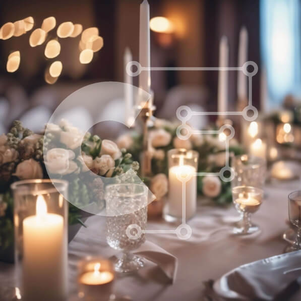 Σετ των 2 Intra Συλλεκτικό Ξύλινο Παζλ Plywood  4mm - Κομψό σκηνικό τραπεζαρίας με λευκά λουλούδια και κεριά Σε Ξύλινο Κουτί - Διαστάσεις: 10x10 cm – 25 κομμάτια