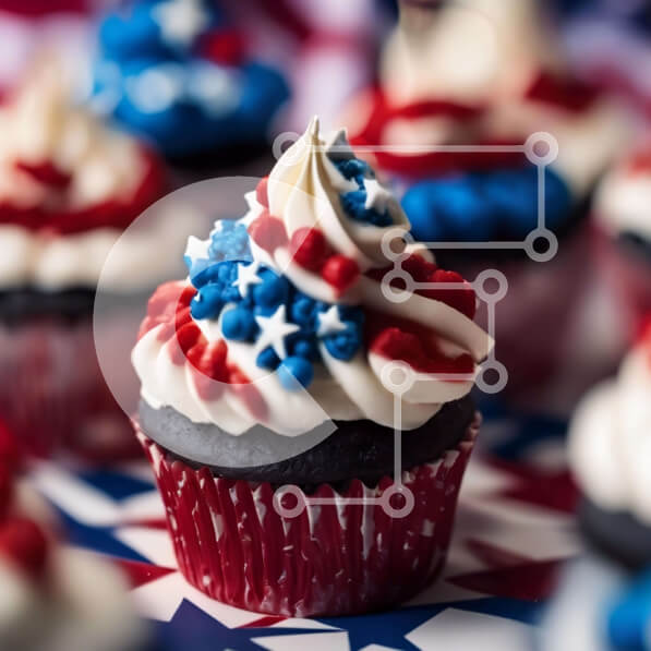 Σετ των 2 Intra Συλλεκτικό Ξύλινο Παζλ Plywood  4mm - Γιορτή Cupcakes 4 Ιουλίου Σε Ξύλινο Κουτί - Διαστάσεις: 10x10 cm – 25 κομμάτια