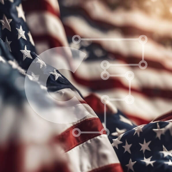 Intra Συλλεκτικό Ξύλινο Παζλ Plywood  4mm - Κοντινό πλάνο της αμερικανικής σημαίας Σε Ξύλινο Κουτί - Διαστάσεις Puzzle: 10x10 cm – 25 κομμάτια