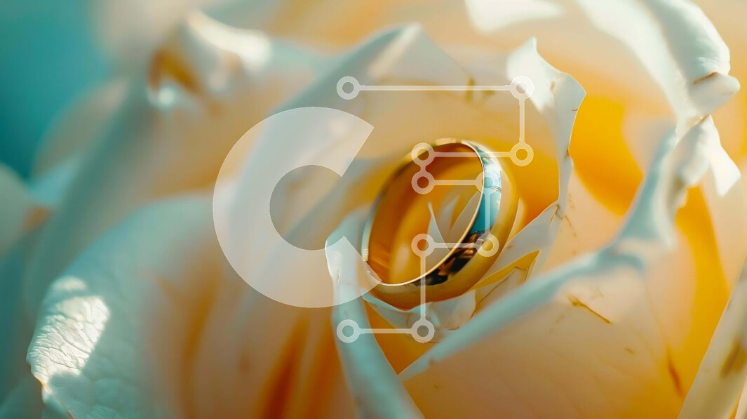 Intra Συλλεκτικό Ξύλινο Παζλ Plywood  4mm - Χρυσή βέρα σε πορτοκαλί τριαντάφυλλο Σε Ξύλινο Κουτί - Διαστάσεις Puzzle: 10x10 cm – 25 κομμάτια