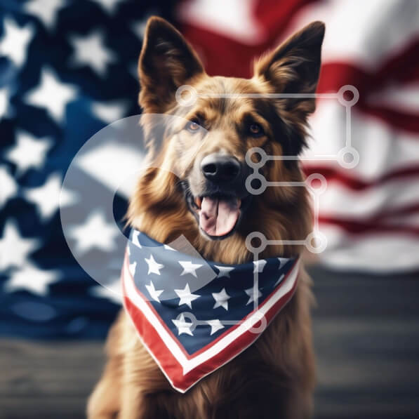 Intra Συλλεκτικό Ξύλινο Παζλ Plywood  4mm - Happy Dog με American Flag Bandana Σε Ξύλινο Κουτί - Διαστάσεις Puzzle: 10x10 cm – 25 κομμάτια