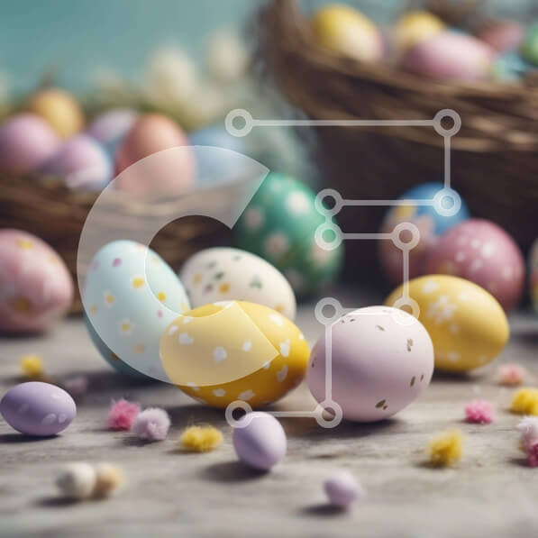 Intra Συλλεκτικό Ξύλινο Παζλ Plywood  4mm - Πολύχρωμο Πασχαλινό καλάθι αυγών Σε Ξύλινο Κουτί - Διαστάσεις Puzzle: 10x10 cm – 25 κομμάτια