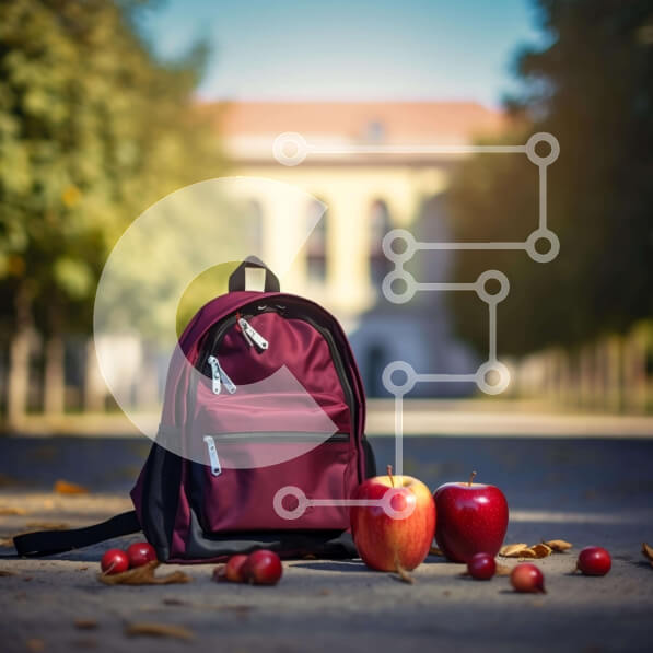 Intra Συλλεκτικό Ξύλινο Παζλ Plywood  4mm - Κόκκινο σακίδιο πλάτης με μήλα στο έδαφος Σε Ξύλινο Κουτί - Διαστάσεις: 10x10 cm – 25 κομμάτια