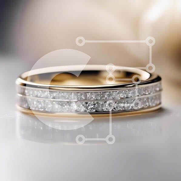 Σετ των 2 Intra Συλλεκτικό Ξύλινο Παζλ Plywood  4mm - Κίτρινο χρυσό γαμήλιο λουράκι με διαμαντένιες σειρές Σε Ξύλινο Κουτί - Διαστάσεις: 10x10 cm – 25 κομμάτια