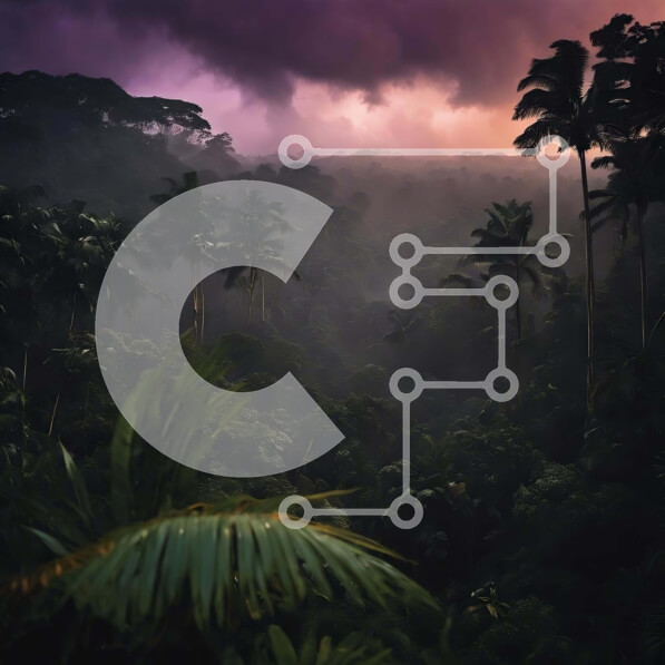 Intra Συλλεκτικό Ξύλινο Παζλ Plywood  4mm - Τροπικό δάσος με φοίνικες και σύννεφα Σε Ξύλινο Κουτί - Διαστάσεις: 10x10 cm – 25 κομμάτια