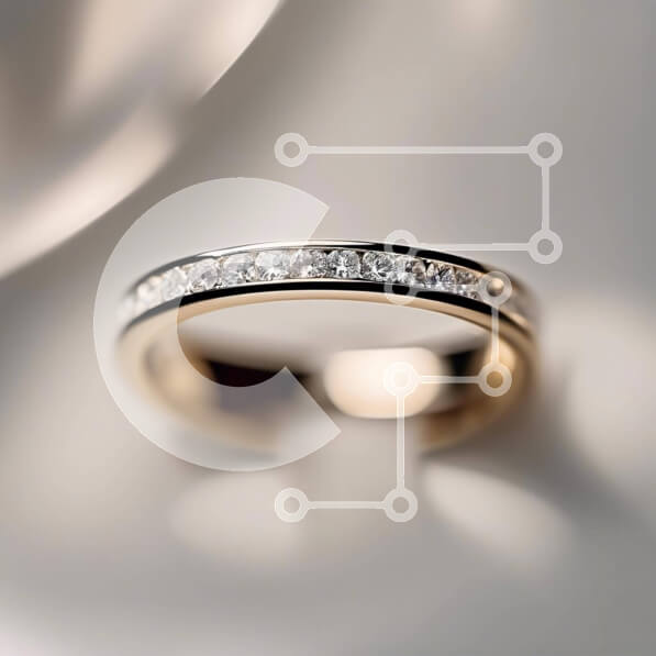 Σετ των 2 Intra Συλλεκτικό Ξύλινο Παζλ Plywood  4mm - Γαμήλιο λουράκι με χρυσό και λευκό διαμάντι σε υπόλευκο φόντο Σε Ξύλινο Κουτί - Διαστάσεις: 10x10 cm – 25 κομμάτια