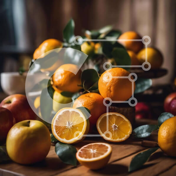 Σετ των 2 Intra Συλλεκτικό Ξύλινο Παζλ Plywood  4mm - Διάφορα φρούτα και κύπελλο σε ένα ξύλινο τραπέζι Σε Ξύλινο Κουτί - Διαστάσεις: 10x10 cm – 25 κομμάτια