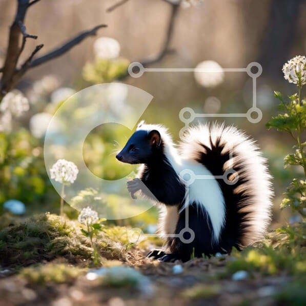 Intra Συλλεκτικό Ξύλινο Παζλ Plywood  4mm - Μαύρο και άσπρο ριγέ Skunk in Woods Σε Ξύλινο Κουτί - Διαστάσεις: 10x10 cm – 25 κομμάτια