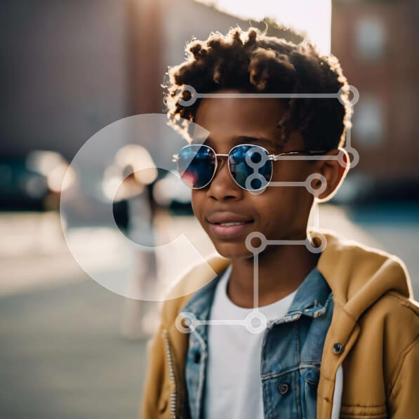 Intra Συλλεκτικό Ξύλινο Παζλ Plywood  4mm - Νεαρό αγόρι στην Urban Street με γυαλιά ηλίου και Dreadlocks Σε Ξύλινο Κουτί - Διαστάσεις Puzzle: 10x10 cm – 25 κομμάτια