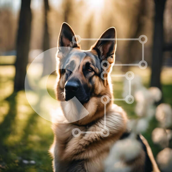 Intra Συλλεκτικό Ξύλινο Παζλ Plywood  4mm - Γερμανικός Ποιμενικός σκύλος σε εξωτερικούς χώρους στη φύση Σε Ξύλινο Κουτί - Διαστάσεις: 10x10 cm – 25 κομμάτια