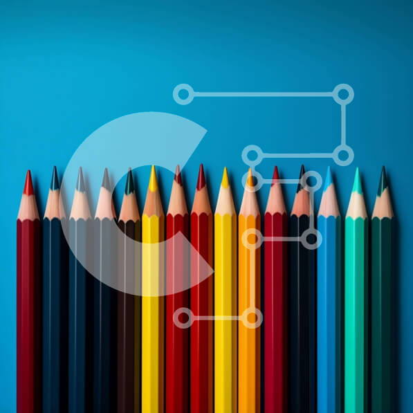 Intra Συλλεκτικό Ξύλινο Παζλ Plywood  4mm - Σειρά από χρωματιστά μολύβια σε μπλε φόντο Σε Ξύλινο Κουτί - Διαστάσεις: 10x10 cm – 25 κομμάτια