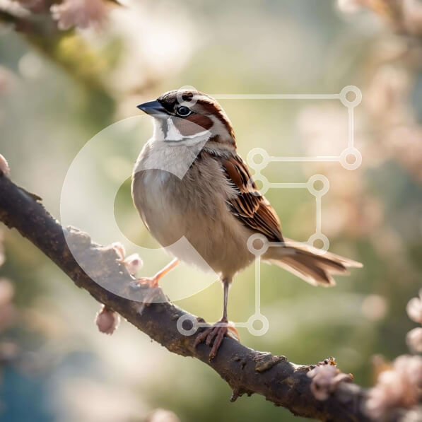 Intra Συλλεκτικό Ξύλινο Παζλ Plywood  4mm - Καφέ και άσπρο πουλί στον κλάδο βελανιδιάς Σε Ξύλινο Κουτί - Διαστάσεις: 10x10 cm – 25 κομμάτια