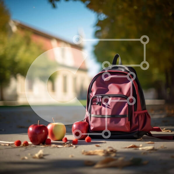 Intra Συλλεκτικό Ξύλινο Παζλ Plywood  4mm - Σακίδιο πλάτης και μήλα στη φύση Σε Ξύλινο Κουτί - Διαστάσεις: 10x10 cm – 25 κομμάτια