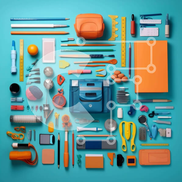 Intra Συλλεκτικό Ξύλινο Παζλ Plywood  4mm - Διάφορα εργαλεία και είδη γραφικής ύλης Σε Ξύλινο Κουτί - Διαστάσεις: 10x10 cm – 25 κομμάτια