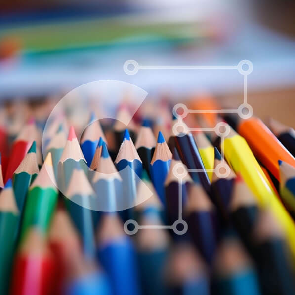 Intra Συλλεκτικό Ξύλινο Παζλ Plywood  4mm - Πολύχρωμα μολύβια και σύνθεση βιβλίων Σε Ξύλινο Κουτί - Διαστάσεις: 10x10 cm – 25 κομμάτια