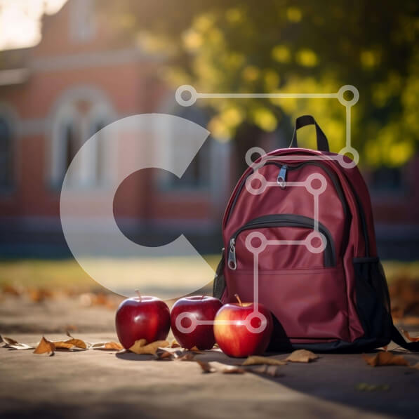 Intra Συλλεκτικό Ξύλινο Παζλ Plywood  4mm - Κόκκινο σακίδιο πλάτης, μήλα και φύλλα Σε Ξύλινο Κουτί - Διαστάσεις: 10x10 cm – 25 κομμάτια