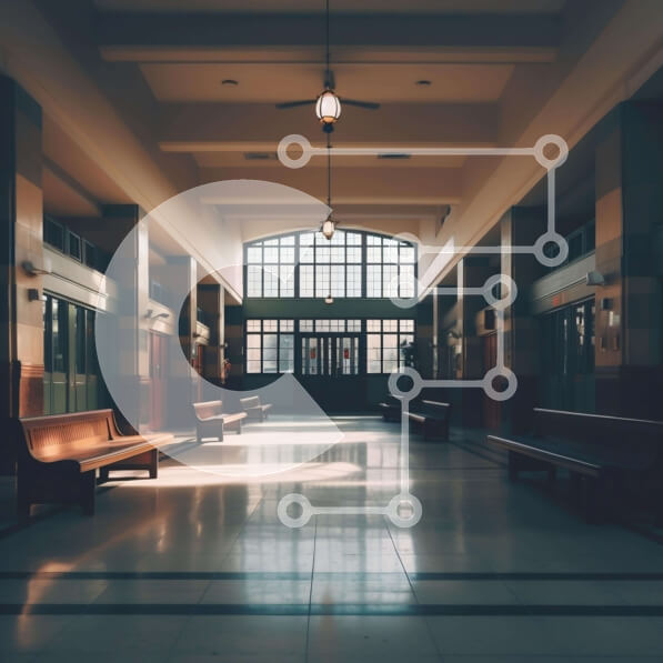 Intra Συλλεκτικό Ξύλινο Παζλ Plywood  4mm - Μακρύς διάδρομος με παγκάκια και κρεμαστά φώτα Σε Ξύλινο Κουτί - Διαστάσεις Puzzle: 10x10 cm – 25 κομμάτια