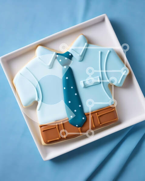 Σετ των 2 Intra Συλλεκτικό Ξύλινο Παζλ Plywood  4mm - Διακοσμημένο μπισκότο σε σχήμα πουκαμίσου και γραβάτα σε πιάτο Σε Ξύλινο Κουτί - Διαστάσεις: 10x10 cm – 25 κομμάτια