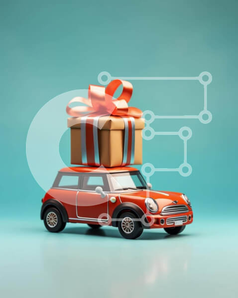 Intra Συλλεκτικό Ξύλινο Παζλ Plywood  4mm - Πορτοκαλί μίνι αυτοκίνητο με κουτί δώρου στο επάνω μέρος Σε Ξύλινο Κουτί - Διαστάσεις Puzzle: 10x10 cm – 25 κομμάτια