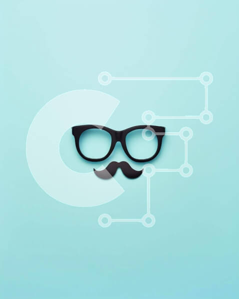 Intra Συλλεκτικό Ξύλινο Παζλ Plywood  4mm - Μαύρο μουστάκι και γυαλιά σε μπλε φόντο Σε Ξύλινο Κουτί - Διαστάσεις: 10x10 cm – 25 κομμάτια